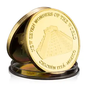 New 7 Wonder Of The World MEXICO Souvenir Gold Plated Collectible Gift Great Buildings Commemorative Coin