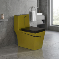 WC monobloc en céramique bleue modèle Cubas, design européen, chasse d'eau par lavage, forme ovale, à poser au sol