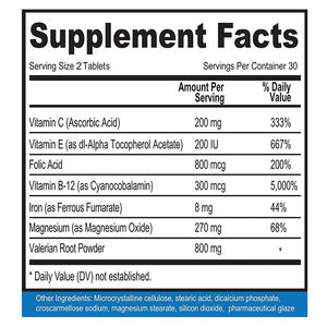<span class=keywords><strong>Comprimés</strong></span> de supplément de vitamines et minéraux Extrait de racine de <span class=keywords><strong>valériane</strong></span> Vitamine C E B12 Acide folique Fer avec comprimé de magnésium pour calmer les jambes - Product Image 2
