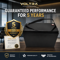 Batterie LiFePO4 VOLTRA avec boîtier ABS et sangle, design portable, 12,8 V 100 Ah 1280 Wh, durée de vie supérieure à 6000 cycles, expédition immédiate DDP USA UE RV