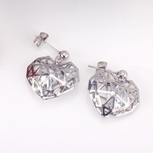 18K Gold Plated Earings and Neckless <b>Set</b> <b>Women</b> Fashion Stainless Steel Wedding Hollow Heart <b>Jewelry</b> <b>Sets</b> with Zircon - Product Image 4