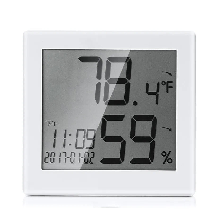 Multi-Function Electronic Digital Thermohygrometer IndoorThermometer with Time and Clock Household Thermometers