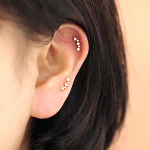 ROXI - Aretes de Plata de Ley 925 con Tres Diamantes CZ, Joyería para Mujer - Product Image 5