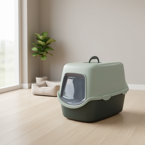 Caja de Arena para Gatos Be Eco Vico Higiénica, 40x40x56 cm, Gris Antracita Verde con Tapa - Product Image 3