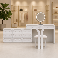 Meuble de toilette moderne en contreplaqué avec rangement intégré, design extensible, hauteur réglable, table de maquillage pour bureau, grand meuble de maison