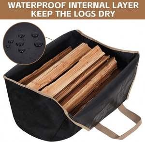 Sac de transport pour bûches en toile cirée, très résistant, avec poignée, pour bois de chauffage, échantillon gratuit - Product Image 6