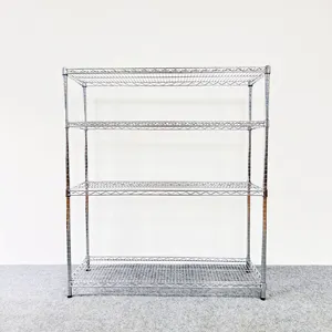 Rack en treillis métallique à quatre niveaux en métal Solution de stockage polyvalente légère et portable pour la vente en gros