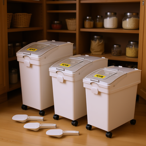 Contenedores de Almacenamiento de Harina Veyor, Juego de 6.6 Galones con Ruedas, Contenedor de Alimentos para Cocina, Rectangular, con Tapa Abatible de PP, Apilable - Product Image 2