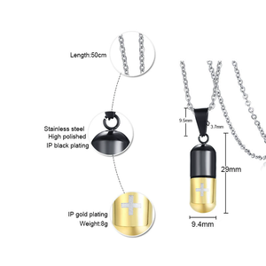 Ince altın kaplama kolye Unisex paslanmaz çelik kapsül hap açılabilir kolye kemik kül veya hediyelik parfüm kutusu aile kolye koymak - Product Image 3
