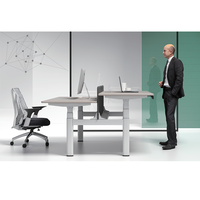Scrivania da Ufficio Intelligente Regolabile Elettricamente in Altezza per 2 Persone con Gestione Cavi, Modulare per Open Space