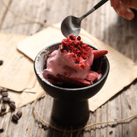 Ensemble de bols en céramique pour pieds hauts Plats en porcelaine noire durables Desserts Soupe Petit bol à pouding Milkshake Crème glacée Soupe au yaourt