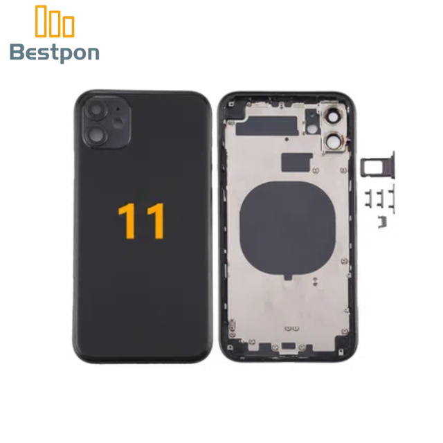 Bestpon Metal Mobile Phone Housing Middle Frame with Back Glass Lens for 11 6.1 Inch 1 Year Warranty