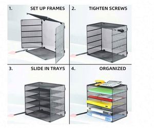 Office Home or School Metal <b>File</b> Letter <b>Organizer</b> with 5 Trays Paper Sorter Desk <b>Organizer</b> - Product Image 4