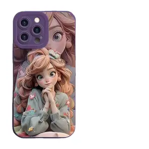 Phone Case For IPhone 15 Pro max 14 Sweet Exquisite Princess Cartoon Anti-dropped Soft Back Cover Silicone Phone Protective Case