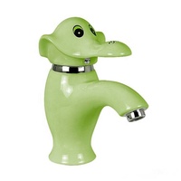 Robinet de lavabo Kinglions en forme d'éléphant, mignon, pour enfants, en céramique et laiton, mitigeur d'eau chaude/froide pour lavabo sur pied