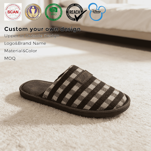 Pantuflas Elegantes para Hombre, Fabricadas en Textil, Certificadas Reach, Suaves y Afelpadas, Calzado de Dormitorio, Elegantes Pantuflas de Interior, Plazo de Entrega de 30 a 60 Días - Product Image 2