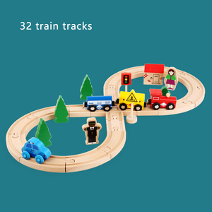 Set di <span class=keywords><strong>treni</strong></span> giocattolo in legno 32 pezzi vendita calda per bambini - Product Image 6