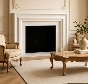 Chimenea Decorativa Portátil Ajustable de Mármol Bianco Carrara Contemporánea para Hotel, Apartamento, Oficina, Edificio, Sala de Estar - Product Image 3