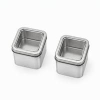 Boîte en métal carrée avec fenêtre transparente, qualité alimentaire pour bonbons, chocolat, bijoux, emballage cadeau personnalisé