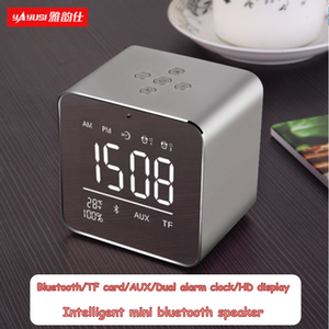 Altavoces cúbicos V9, reloj despertador dual, altavoz BT TF aux, altavoces mini con caja de metal, altavoz con pantalla de temperatura y tiempo - Product Image 5