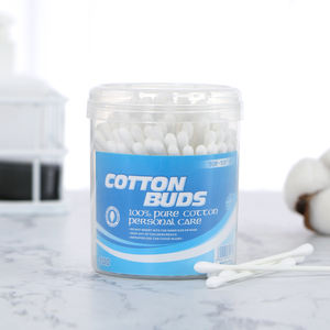 100 pièces en gros, coton-tiges personnalisés à tige en papier, jetables, en pur coton - Product Image 1