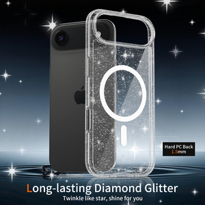 Étui magnétique transparent scintillant pour Phone 17 Air, protection robuste contre les chutes, coque transparente avec paillettes et alignement magnétique puissant - Product Image 5