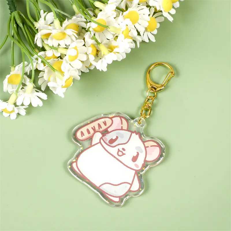 Créez votre propre design imprimé porte-clés acrylique personnalisé breloques holographiques anime porte-clés transparent cadeaux souvenirs en gros