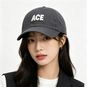 Gorra de Béisbol Unisex de Lona Lavada Gris Oscuro con Bordado 3D de la Letra ACE, Estilo Casual para Uso Diario y al Aire Libre - Product Image 1