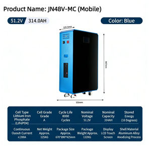 Batería de Litio LiFePO4 de 51.2V 300AH 15kWh para Almacenamiento de Energía Solar Fotovoltaica para el Hogar, con Pantalla Táctil y Ruedas Móviles, Fabricada en Guangdong, China - Product Image 5