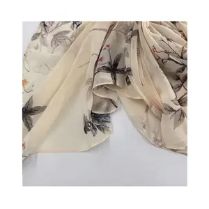 Custom Latest design Flower Chiffon Cotton Tudung Custom Tropical Silk Shawl Printed Modal Scarf Hjiab For Women