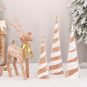 Décoration de Noël en forme de renne en tissu sur structure en fer, finition métallique de haute qualité, cadeau de Noël - Product Image 1