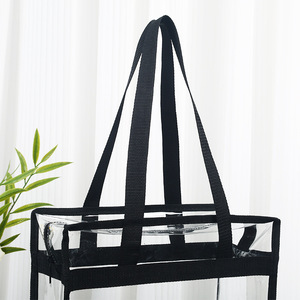 Sac fourre-tout transparent en PVC New Branches, 30x30x15cm, poignée noire, usage quotidien, sac de rangement imperméable - Product Image 2