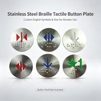 Bouton en acier inoxydable pour braille, modèle 011, taille personnalisée et symboles anglais pour ascenseurs, cinéma maison, jeux, éducation et plus encore