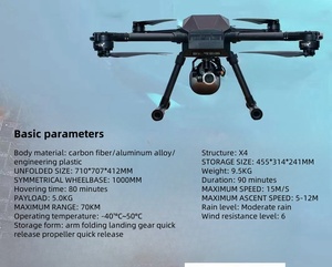 5kg tải 4 <span class=keywords><strong>rotor</strong></span> sợi carbon Drone với 30-40 phút Thời gian bay và 70 km tối đa khoảng cách bay Giao thông vận tải UAV - Product Image 3
