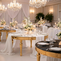 Ensemble de table de mariage doré moderne pour salon, hôtel, événement, fête, cuisine, restaurant, banquet, vente en gros