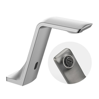 Robinet de salle de bain à capteur infrarouge automatique, sans contact, en laiton massif, mitigeur de lavabo, économiseur d'eau pour hôtel, toilettes commerciales