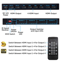 SYONG V2.0 Matrice HDMI 4K 4x4 4 entrées 4 sorties avec extracteur EDID Télécommande IR Prise en charge 4K HDCP 2.2 HDR Convertisseur de matrice