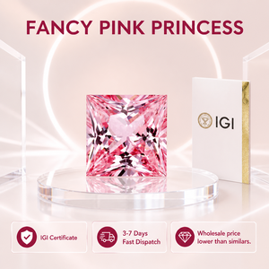 Diamante Rosa Cultivado en Laboratorio, Corte Princesa Cuadrado, 1-5ct, VS1 VS2, Certificado IGI, Color Rosa - Product Image 3