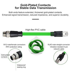 Câble Ethernet industriel ZBLZGP M12 D-Code 4 broches mâle vers RJ45, 3M, blindé, PVC, étanche IP67, pour moniteur d'ordinateur - Product Image 4