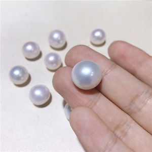 Perles d'eau douce blanches naturelles de 12-14 mm, finition miroir bouton, forte brillance, légers défauts, en vrac, peuvent être utilisées, modèle Wenchi - Product Image 4