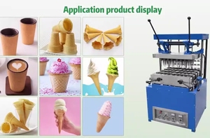 เครื่องทำวาฟเฟิลโคนไอศกรีมแบบม้วนอัตโนมัติ ราคาขายส่ง สำหรับทำบิสกิตกรอบ อบน้ำตาล และไอศกรีมโคน - Product Image 2