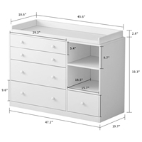 Table à langer blanche pour bébé, commode à 5 tiroirs, commode de chambre d'enfant