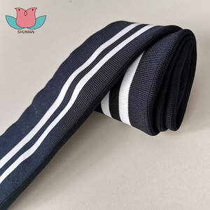 Costilla de punto de la raya blanca de la marina francesa de la fuente del fabricante K003 para el puño del cuello - Product Image 2