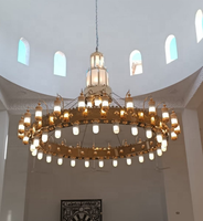 Lustre suspendu de luxe en or, design de mosquée personnalisé, projet de décoration d'église, vente en gros