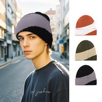 Nouveau bonnet en tricot ample - Style euro-américain - Chapeau chaud avec élasthanne/coton pour tailles de tête de 48 à 50 cm