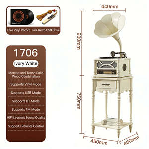 Système d'enceintes phonogrames vintage de luxe sur mesure, tout-en-un, avec radio FM, USB et support en bois pour la décoration audio à domicile - Product Image 4