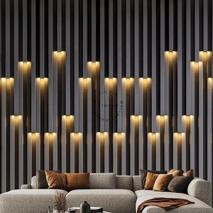 Decorazione della parete del salotto di casa pannelli di legno illuminato parete 3d carta da parati - Product Image 2