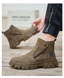 Chaussures <span class=keywords><strong>de</strong></span> sécurité pour soudeurs HS906-1, prix d'usine, antidérapantes, résistantes à l'usure, en cuir microfibre, avec fermeture éclair latérale - Product Image 4