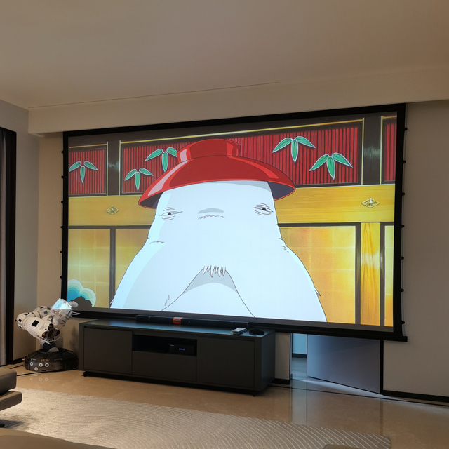 Home Cinema 16:9 HD 4K Indoor Electric In-Wall Cable Screen Pet Fabric Low Noise Motorized Remote Control Projection Screen