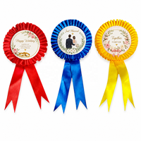 Op maat gemaakte Kerst digitale print rosette award lint badge 75 mm gepersonaliseerde metalen & plastic prijsmedaille voor feesten en evenementen